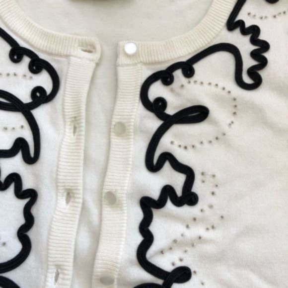 Cream Button up Cardigan Black Lace Light Academia NWT - Picture 4 of 6